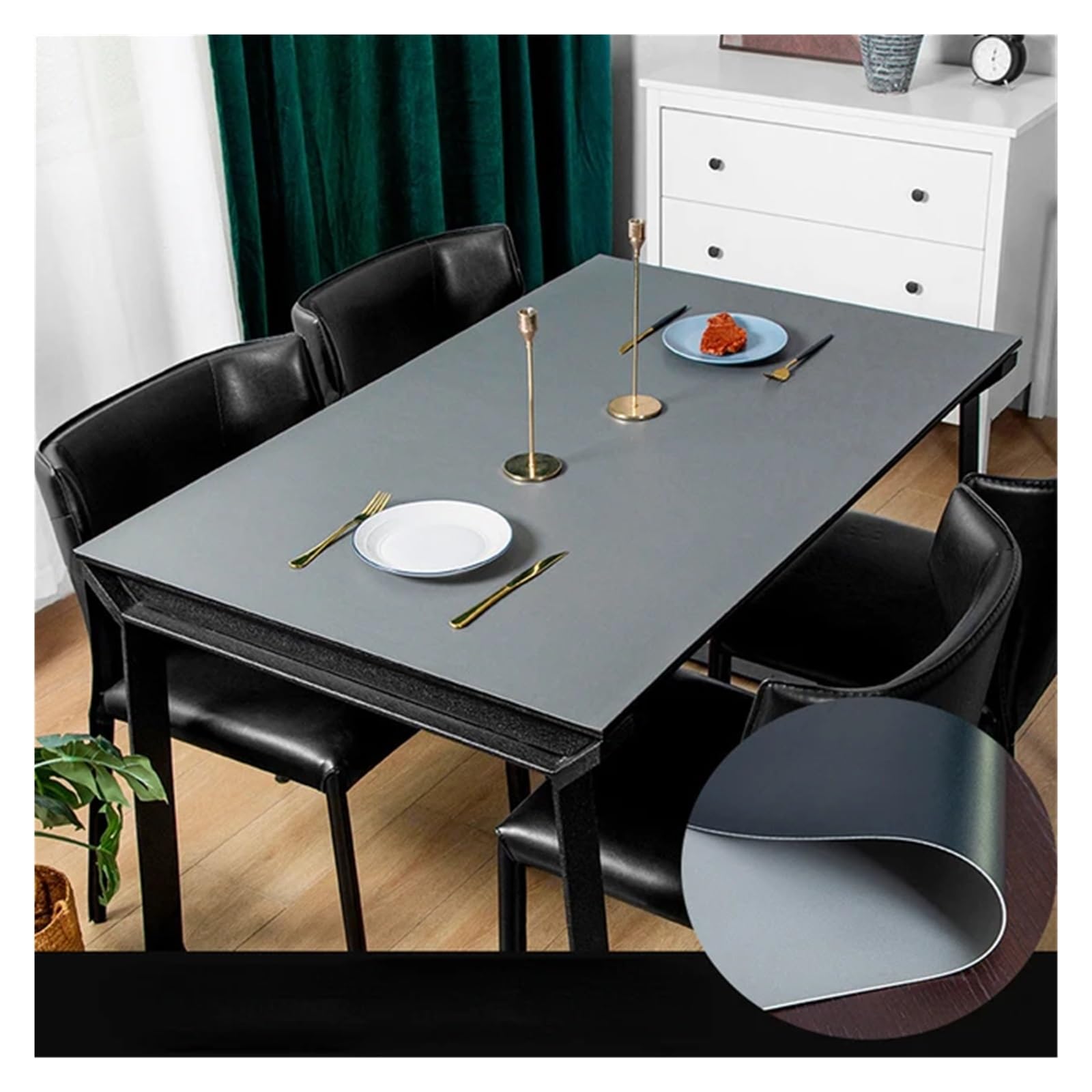 XIUsheUA tablecloth Leather Tablecloth Table Cloth Cover Waterproof Anti-Scald Anti-Oil Restaurant Large Protector Mat Can Be Used On Both Sides(H,60X150CM 23x59in)