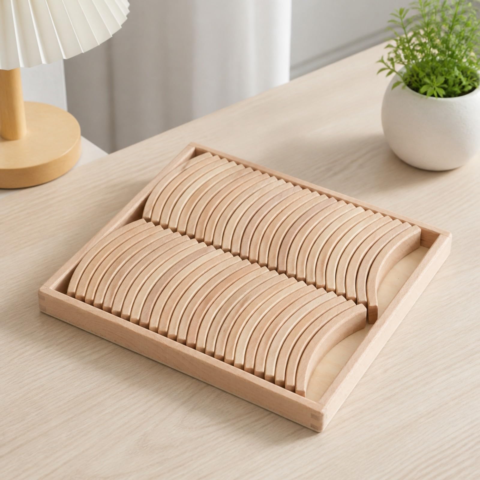 50 Pezzi Gioco di Costruzione in Legno di Faggio Resistente Gioco Costruzione con Scatola Legno Giocattolo Educativo per Asilo, Casa