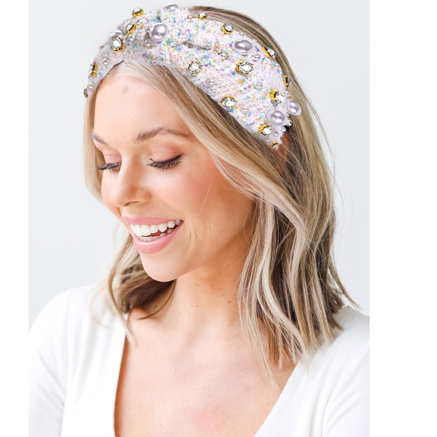Amazon.com : NVENF Knotted Headbands for Women, Pearl  display picture 2