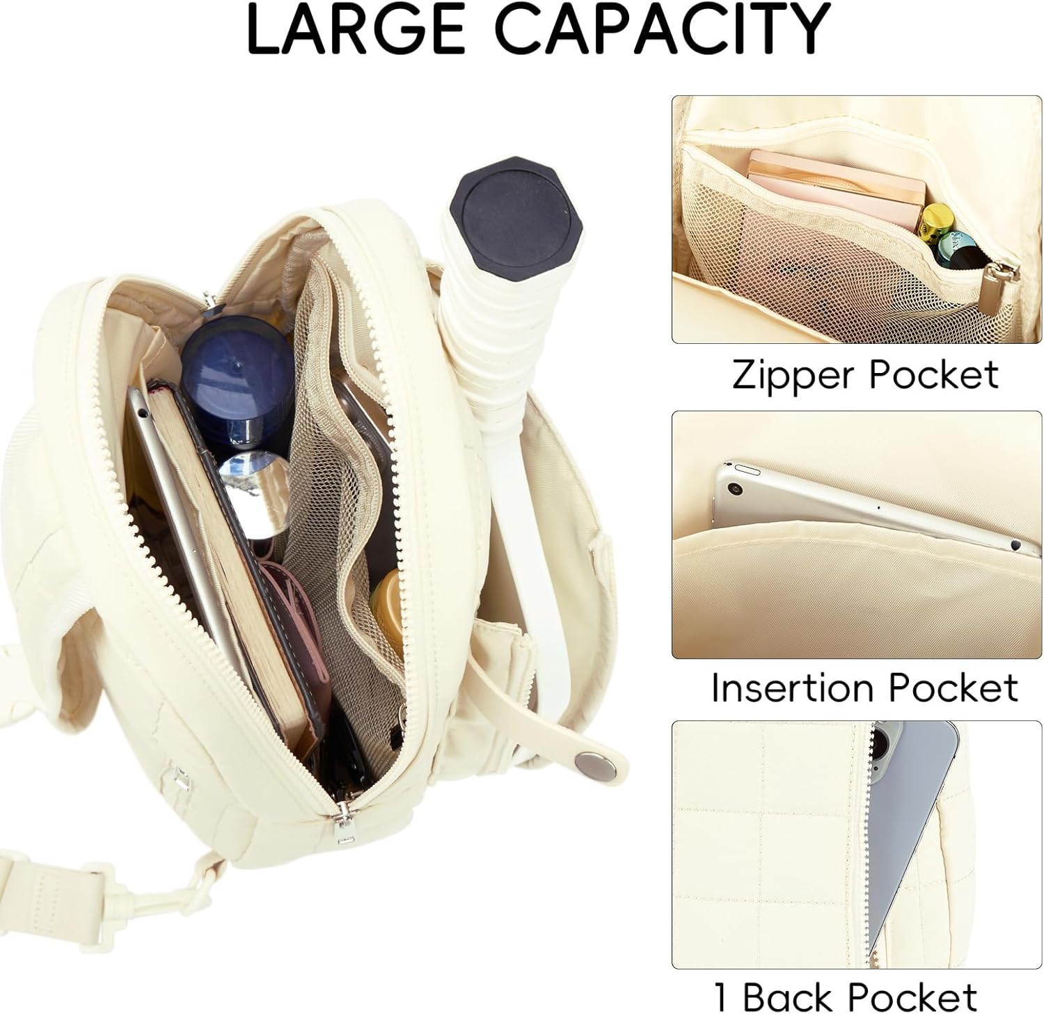 CLUCI Pickleball Bag for Women, Quilted Crossbody Bags for Women Men, Puffer Travel Sling Bag - Image 4