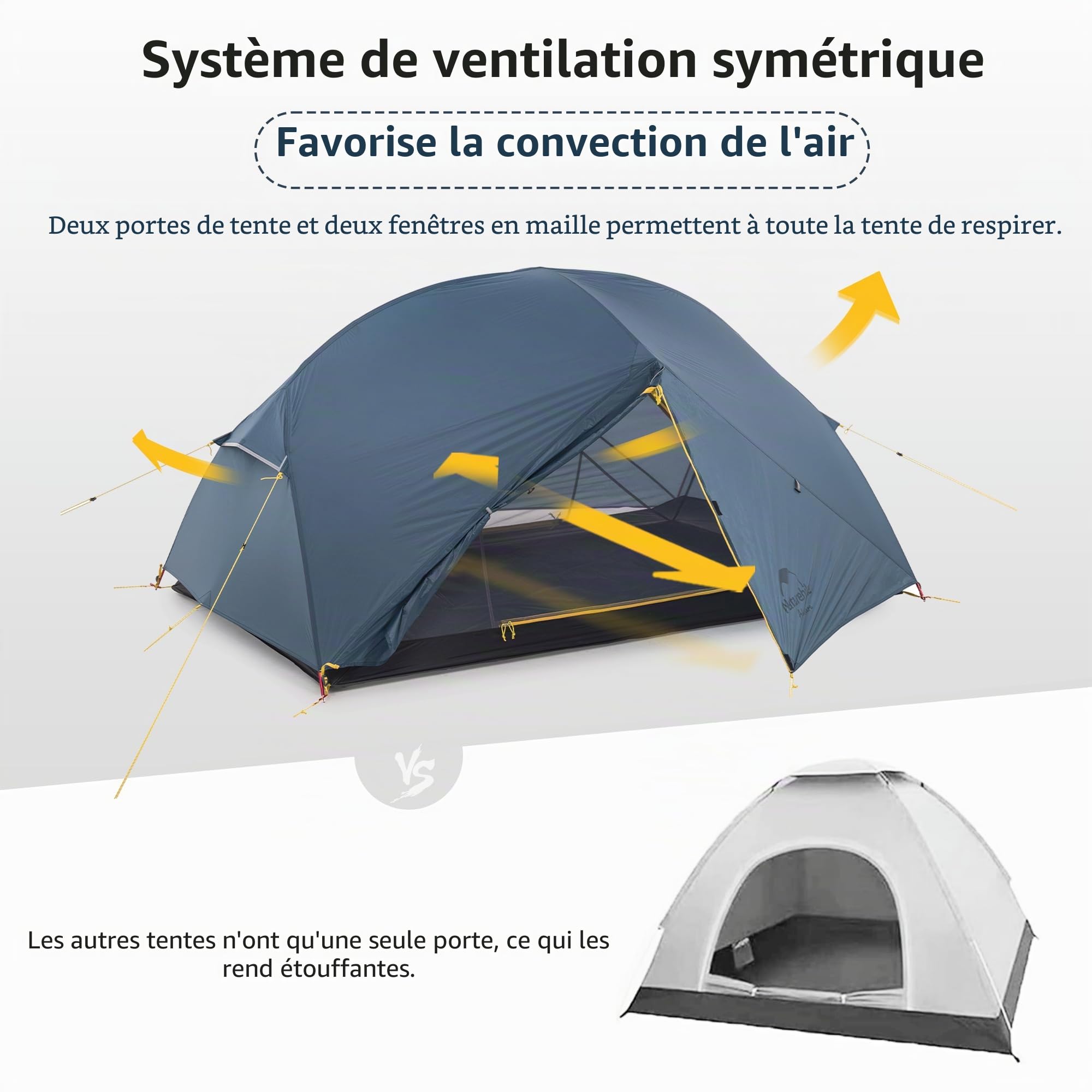 Naturehike Mongar Tente de Camping pour 2 Personnes, étanche, Ultra légère, Double Couche pour randonnée, Escalade, activités de Plein air