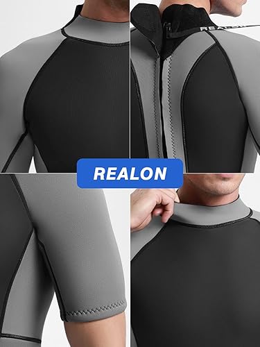 Miniatura 5 de Shorty - Traje de neopreno para mujeres y hombres, 0.118 pulgadas, manga corta, de neopreno, para surf, para adultos, para esnórquel, kayak,