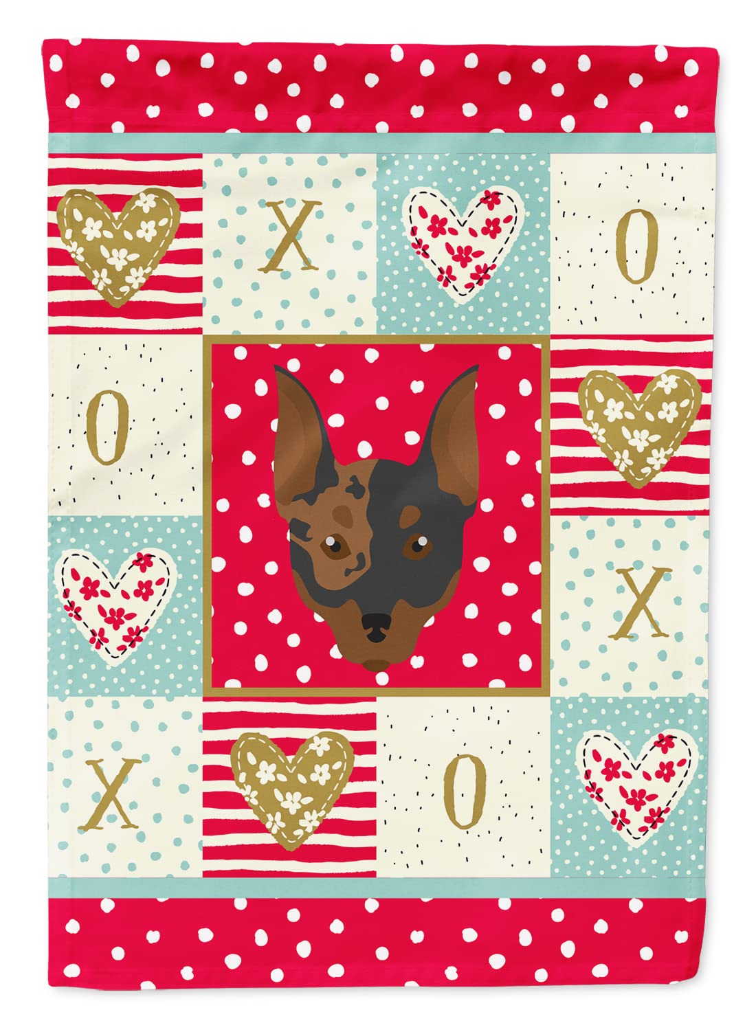 Drapeau Harlequin Pinscher Love de Caroline's Treasures en toile de canevas premium