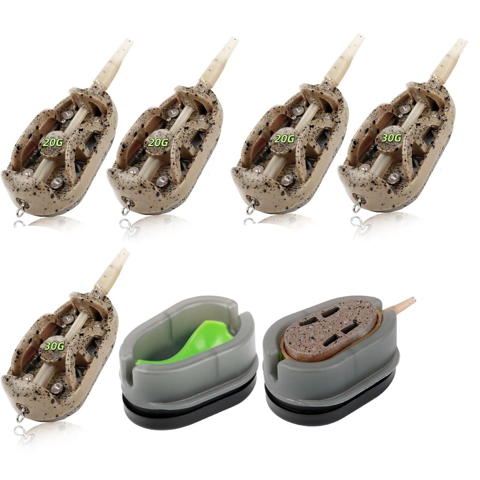 Method Feeders Fishing Carp with Weights 20g 30g 5Pcs,Quick Release Mould Method Feeder Inline Feeders Fishing Tackle Accessories for Carp Pellet Bait Feede — image 1