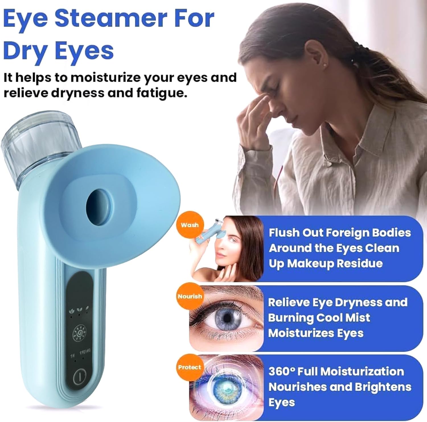 Eye Mist Steam Sprayer for Relief Dry Eyes, Eye Treatment, Portable Heated Eye Masks, Mini Eye Moisturizing Cleaning Soothing Steamer, Blue - Image 4