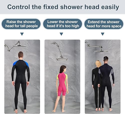 Vista 73 de BRIGHT SHOWERS Extensor de brazo de ducha de latón para lluvia y cabezal de ducha de mano, brazo de extensión universal de 5 pulgadas, altura y Cromo