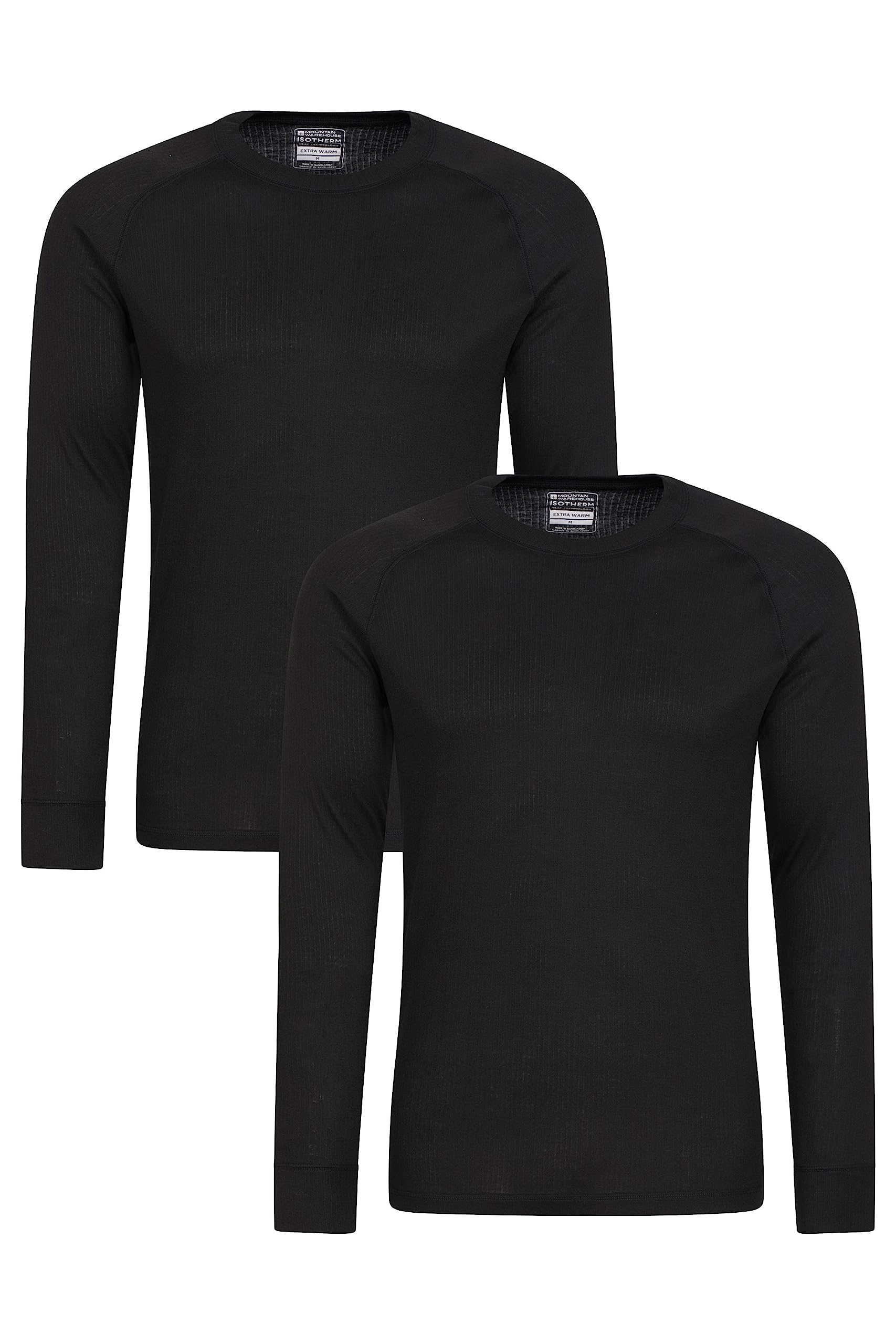 Mountain Warehouse Talus Mens Thermal Baselayer Top - Quick Drying Jumper, Easy Care, Long Sleeves, Sweater, Breathable, Lightweight & High Wicking Black 4XL