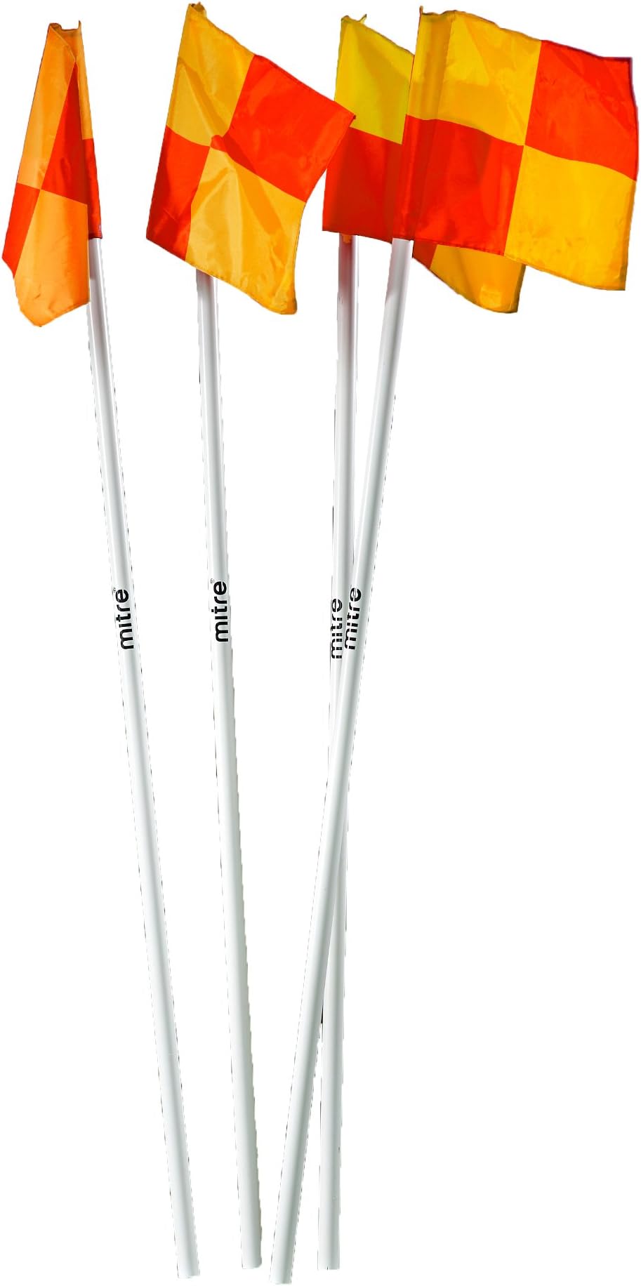 Mitre Checkered Football Corner Flags - Set of 4, White, One Size