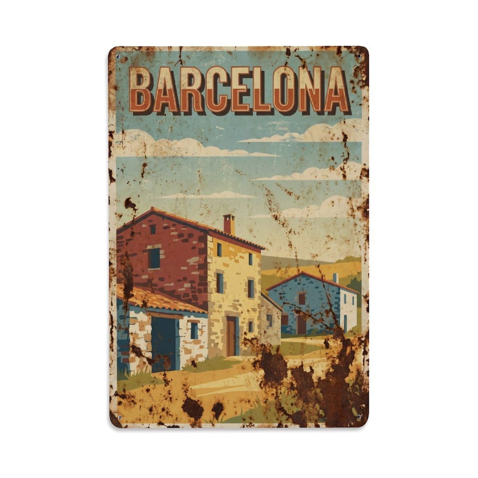 Vintage Travel Farmhouses Spain Rural Metal Tin Sign