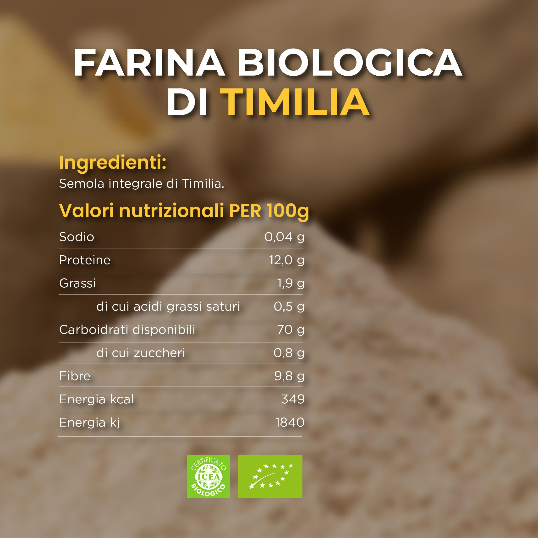 RACILIA Feines Semola Mehl Bio Vollkornmehl aus Sonnenverwöhntem Sizilien - Wertvoller Timilia Urweizen, schonend traditionell gemahlen - Semola Hartweizengrieß 1kg
