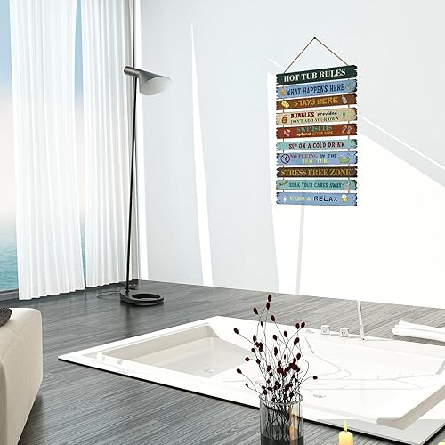Miniatura 6 de Tatuo Letrero de madera con reglas de bañera de hidromasaje, divertido letrero de reglas de bañera de hidromasaje, letrero decorativo para baño,