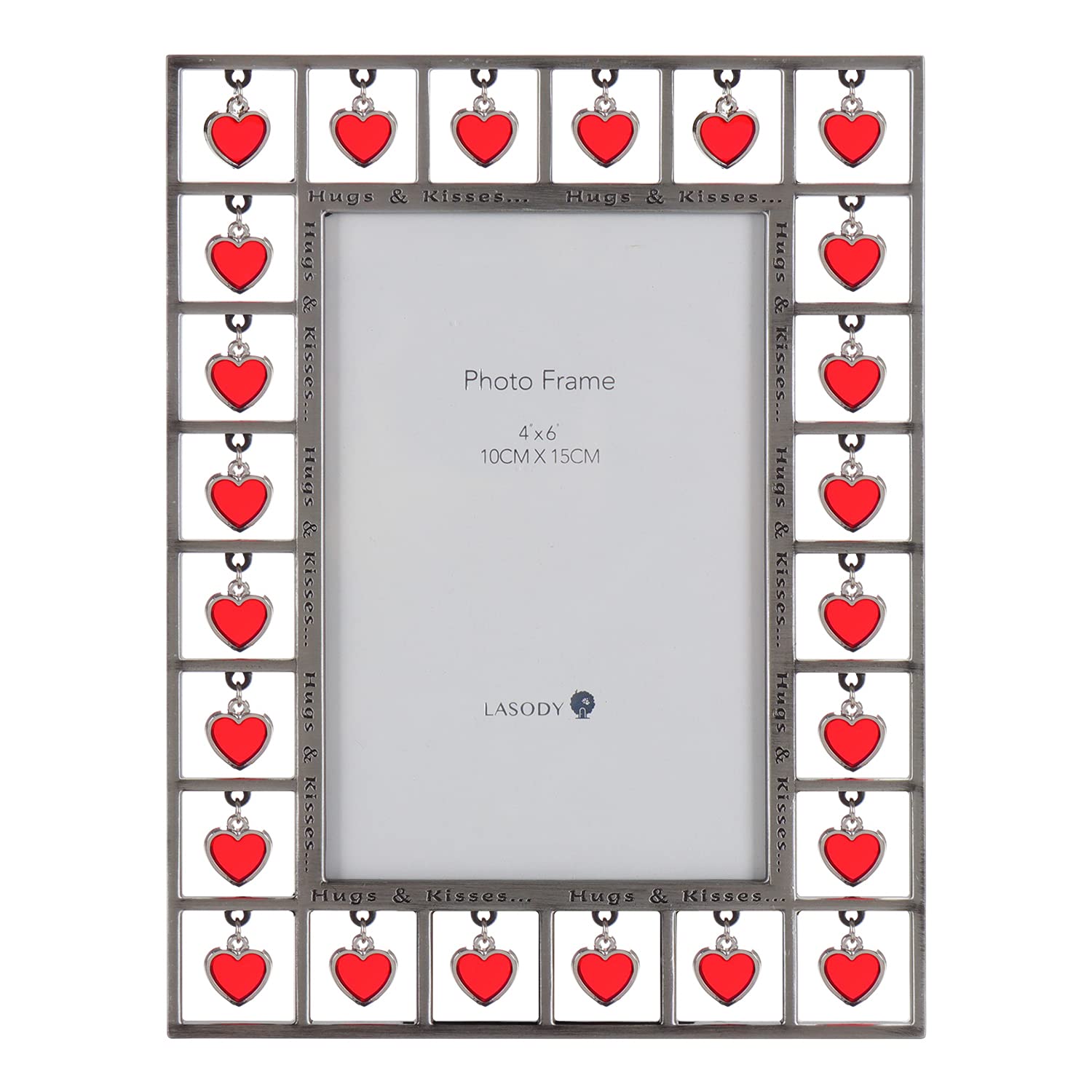 Lasody Love Picture Frame 4x6 with Red Heart For Horizontal Table Top Display and Wall Mounting Unique Designed Love Photo Frame For Couple, Family, Friends, Anniversary