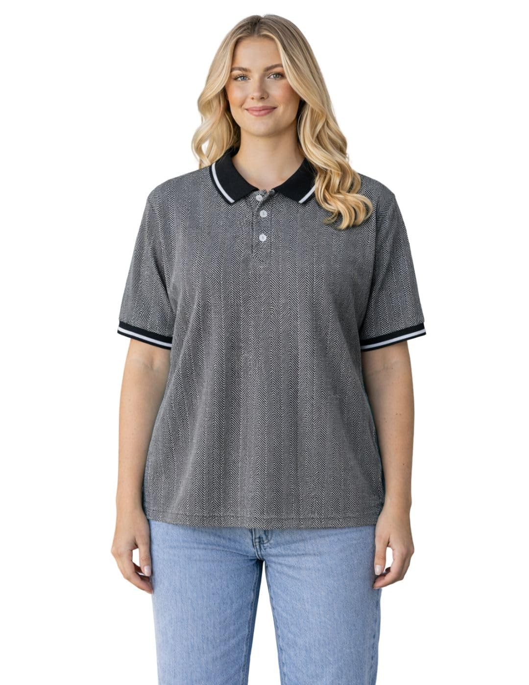 Women’s Textured Polo T-Shirt | Half Sleeve Cotton Blend Top |Casual Collar Tee | Regular Fit-M7899-picture-28