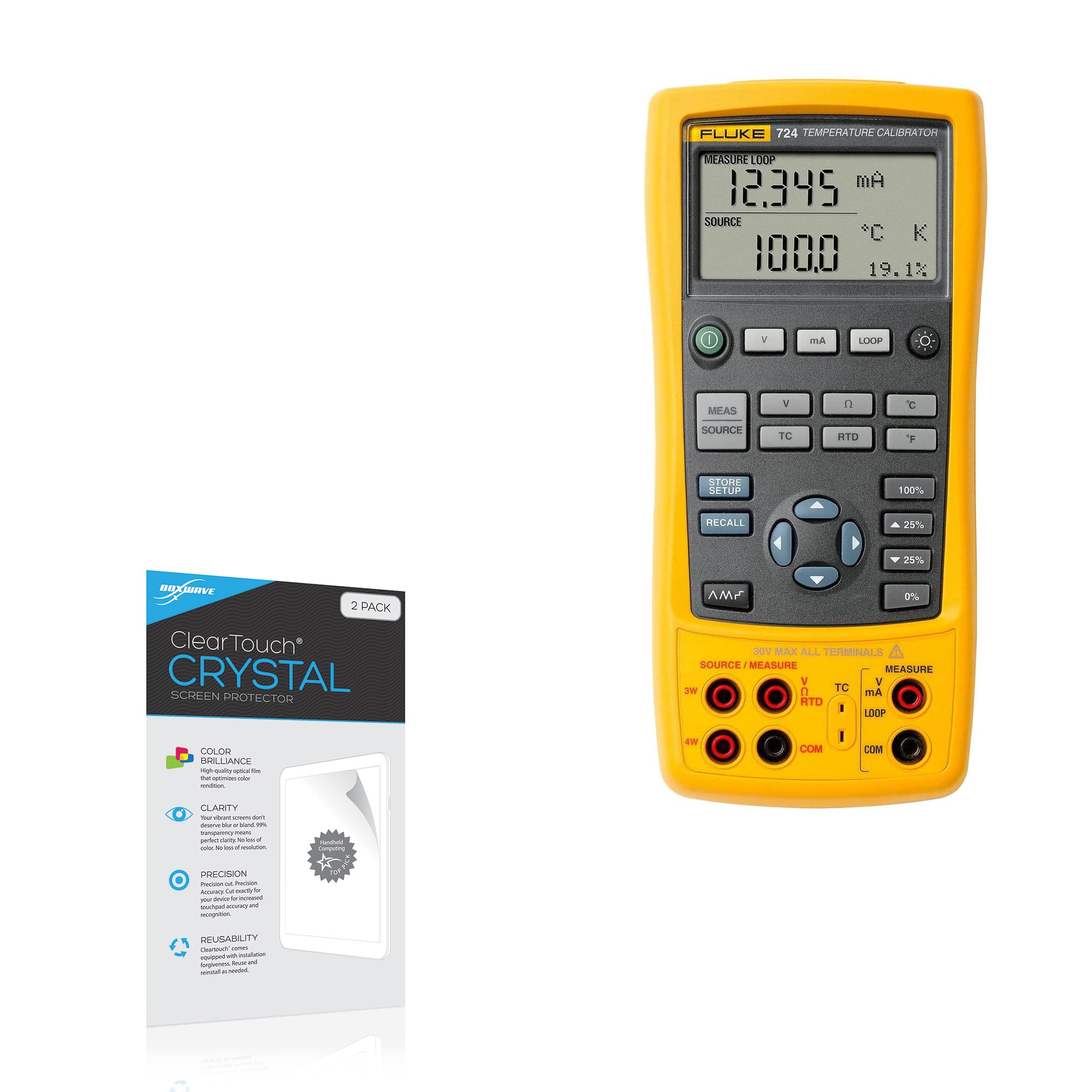 BoxWave Screen Protector Compatible With Fluke 724 - ClearTouch Crystal (2-Pack), HD Film Skin - Shields From Scratches