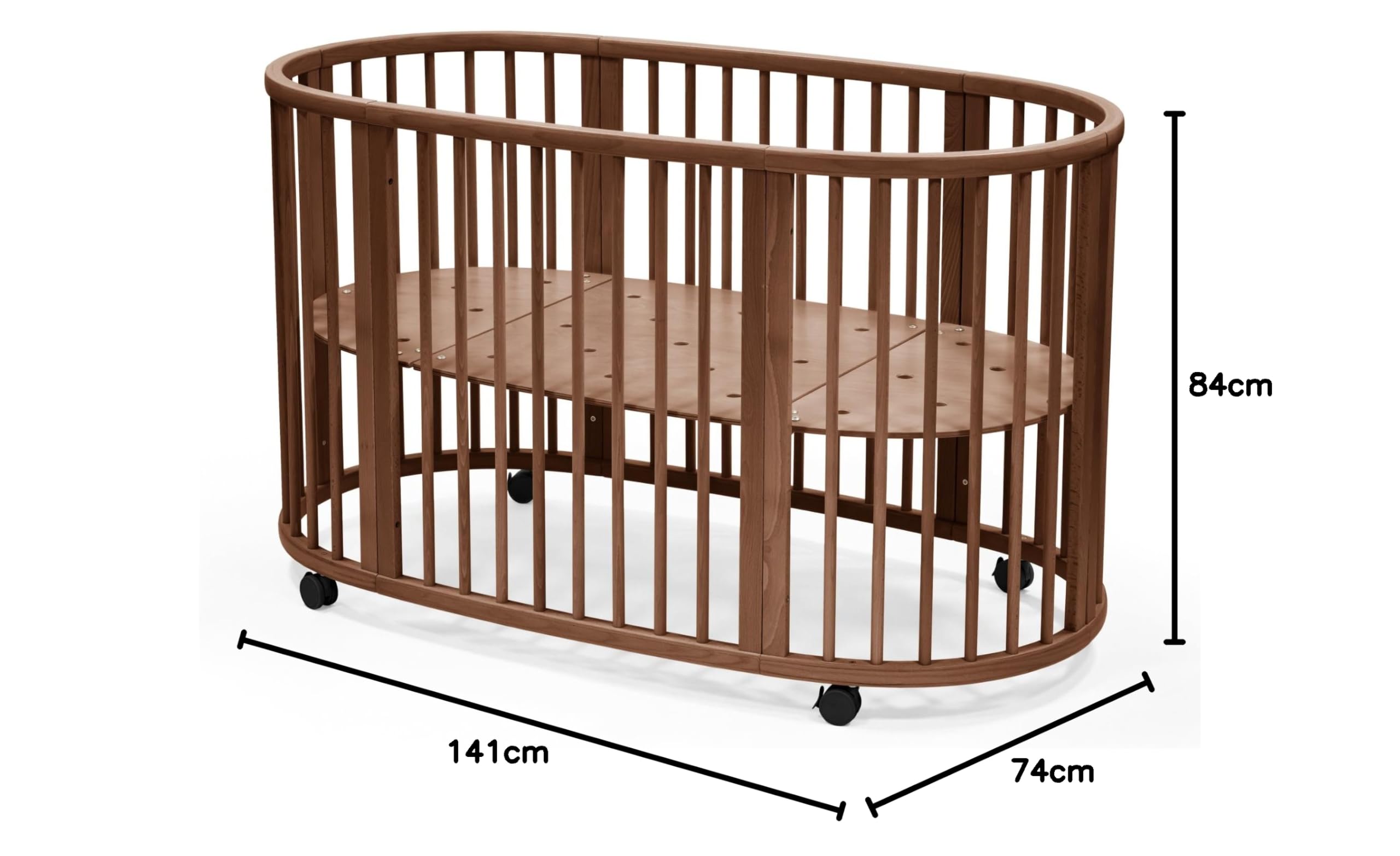 Stokke Sleepi Bett V3, Warm Brown – für 0-5-Jährige geeignet – verstellbar, stylish & flexibel – Stabiler Rahmen aus Buchenholz