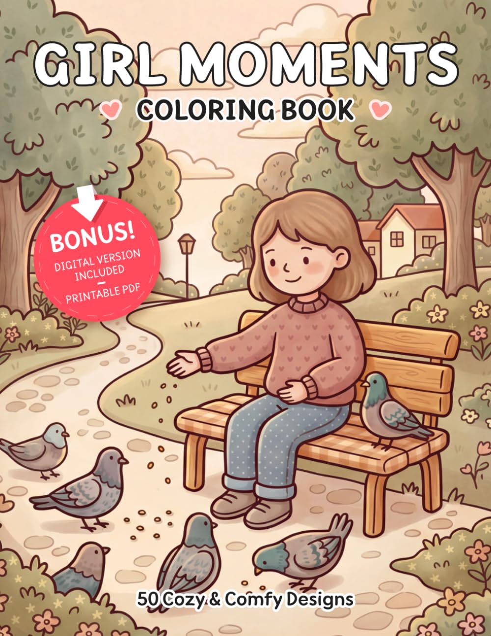 Girl Moments Coloring Book: 50 Cozy & Comfy Designs for Women and Teens (Cozy Coloring)