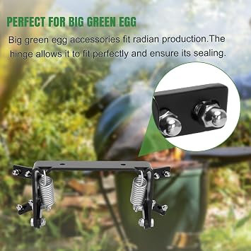 Hinge Assembly Kit is Suitable for Large Green Egg Grills, Big Green Color Egg Hinge Using Baking Paint Process, High Temperature Resistance, Corrosion Resistance(Fits for L)