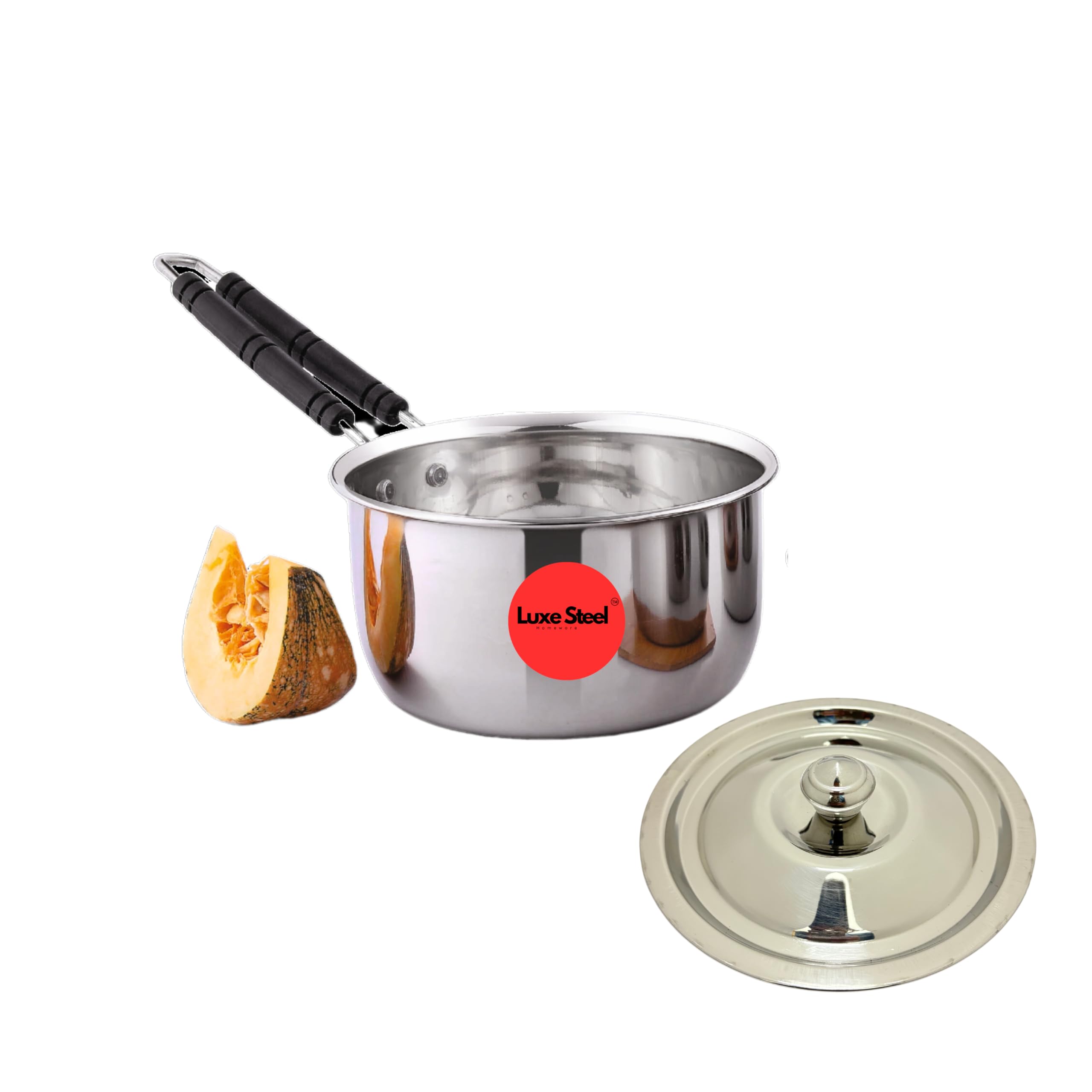 Luxe Steel Stainless Steel Milk Pan/Saucepan/Tea Pan with Lid,1 Liter, Silver Sauce Pan 16 cm Diameter with Lid 1 L Capacity-image-42
