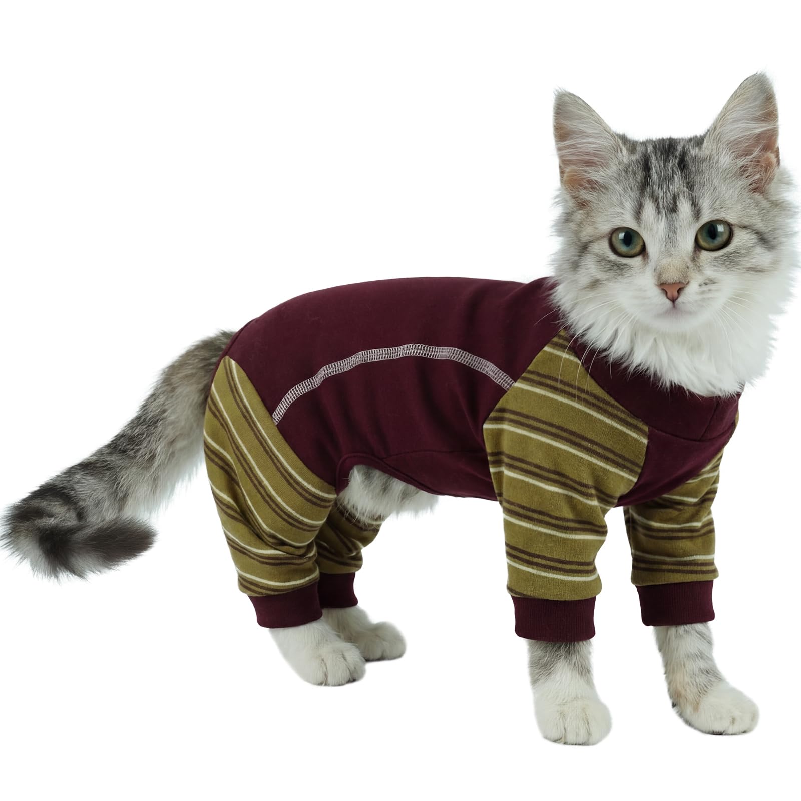Chaleco Polar para Gatos, Chaqueta de Invierno Abrigo Otoño Invierno Caliente Pullover Suave Fleece Onesie Felpa para Gatos Body Postoperatorio(Verde Militar, M) — view 34