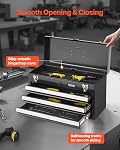 VEVOR Metal Tool Box, 20.5-inch, Portable Metal Tool Box with 3 Drawers, Small Tool Chest with EVA Liners, Ball Bearing Slide Drawers Locking & Powder Coated Finish, Multi-Function Tool Organizer