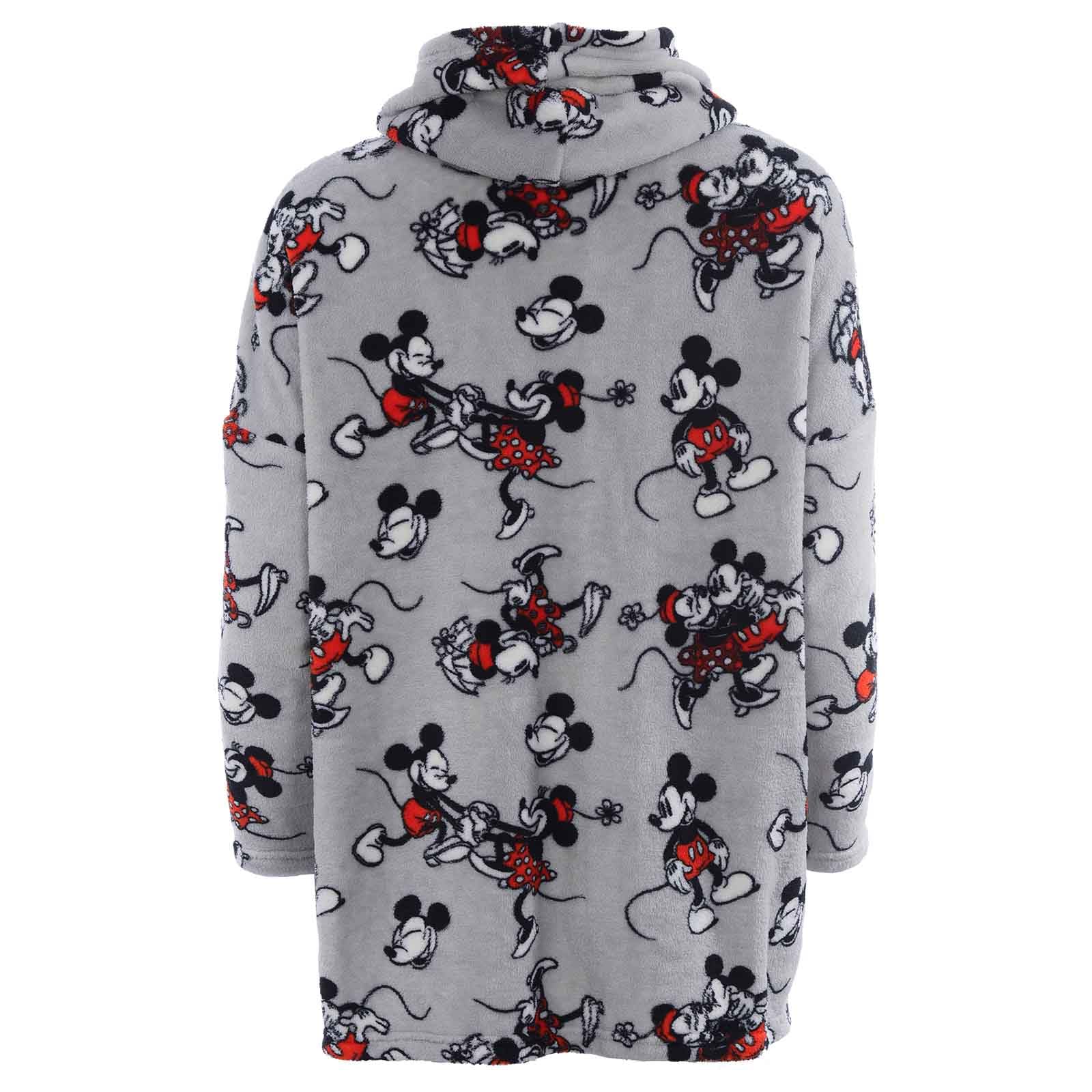 Suncity Haut de Pyjama, Sweat Pyjama Polaire à Capuche Disney Mickey et Minnie, Gris, 100% Polyester, Licence Officielle