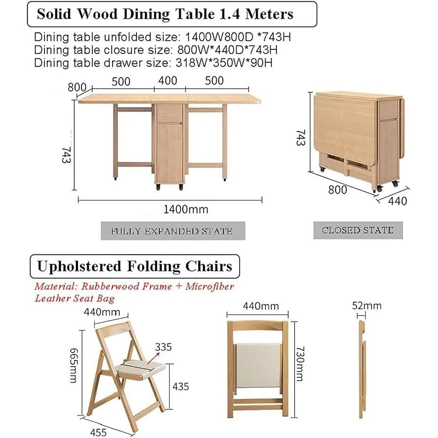 Amazon.com - HONGKEFIT Solid Wood Foldable Dining Table and