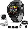 Garmin Forerunner 265 Smartwatch GPS para correr, pantalla AMOLED, 46mm, negro/gris polvo, 010-02810-00 - Paquete con base de carga Deco Essentials, cubierta antipolvo y cable USB-C 1