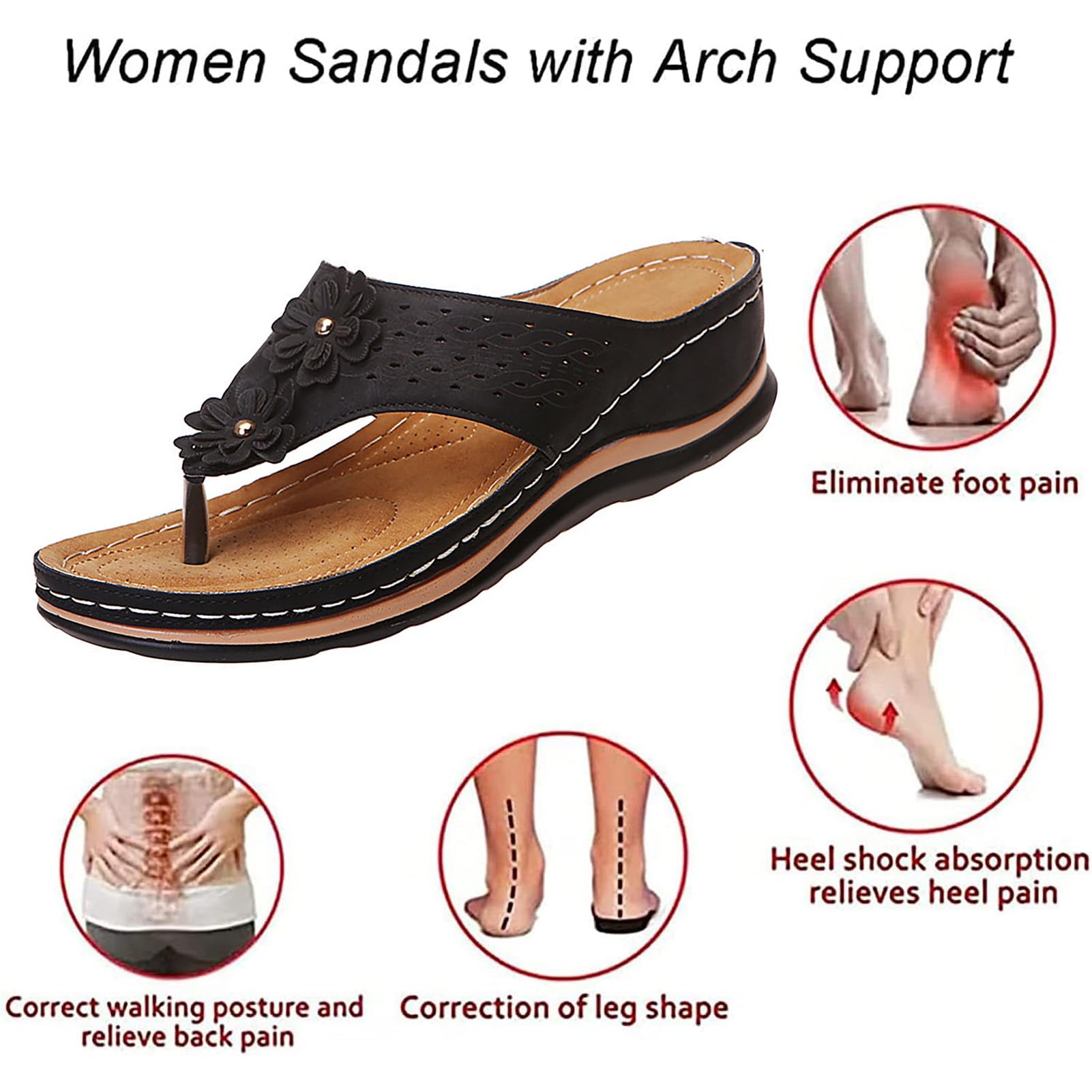 GYCF Sandales Femme Ete Orthopedique Chaussures,Sandales D'été avec Talon Compensé,Réglables avec Soutien De La Voûte Plantaire,Chaussures de Marche,Beige,36EU