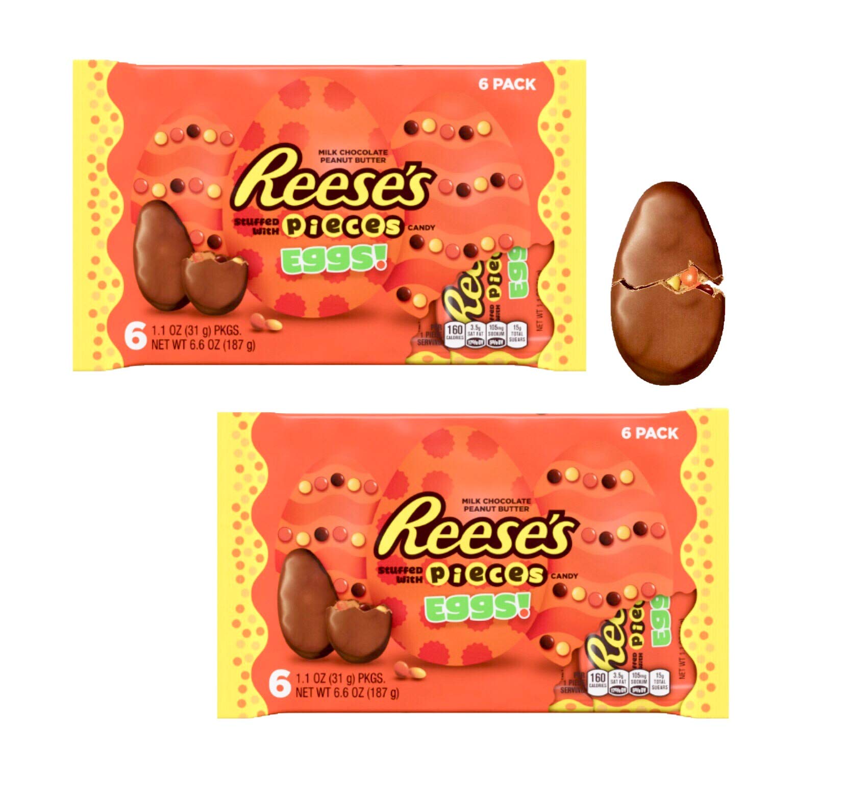 Easter Reese’s stuffed with Pieces Milk Chocolate Peanut Butter Cup Eggs 6 count - 2 Pack
