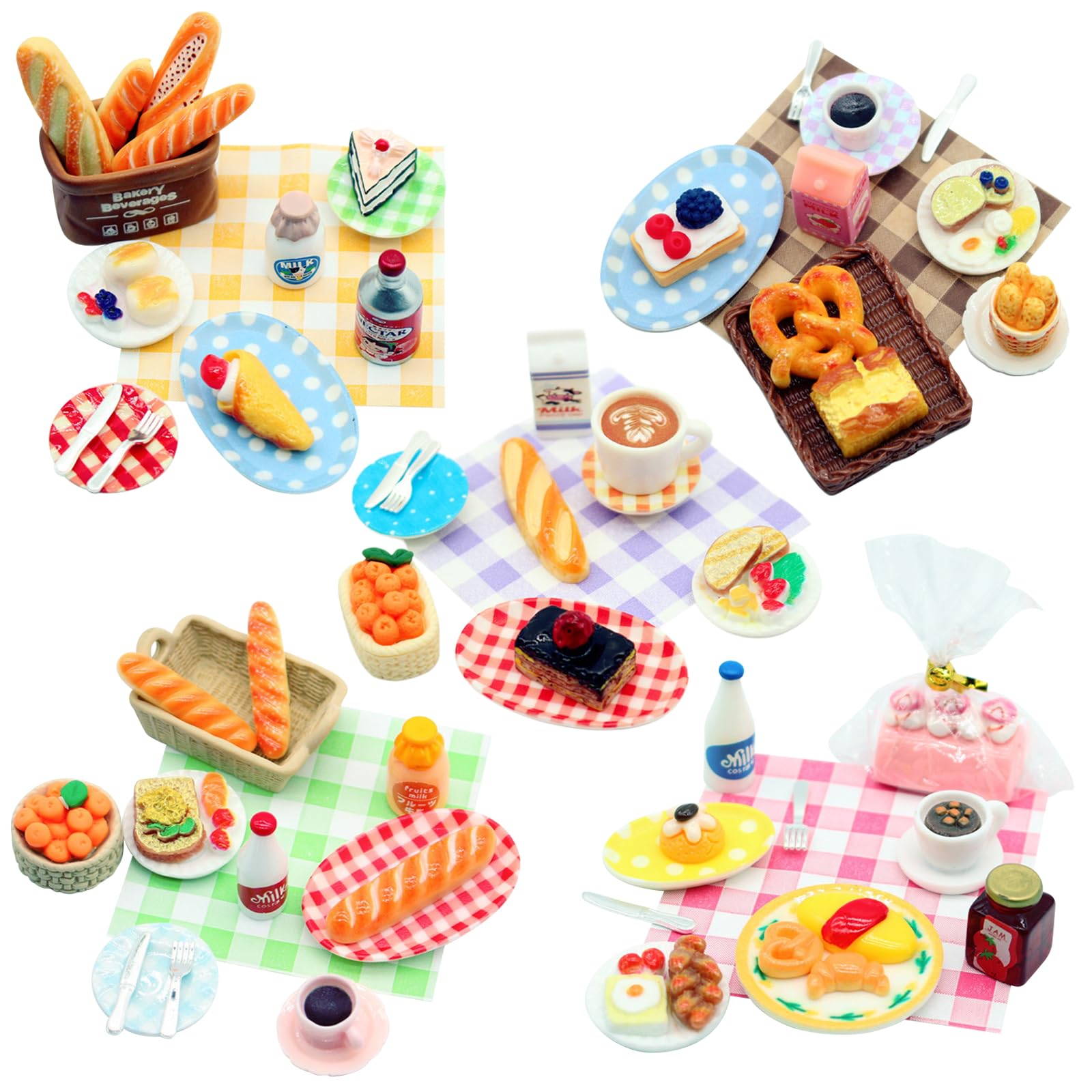 WSXQAZ 5 Set Mini Food and Drink, Dolls House Food Accessories