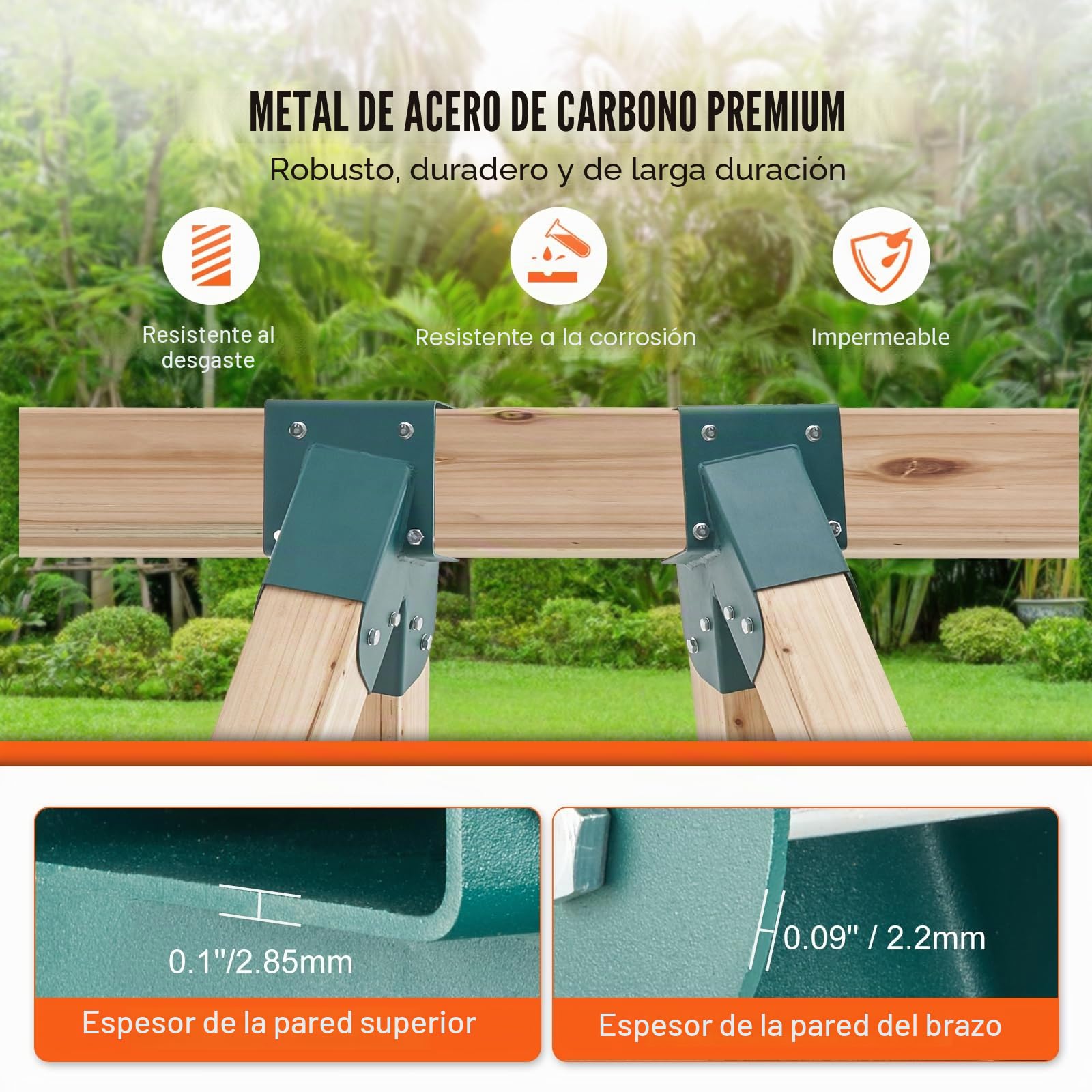 VEVOR Conector de Columpio 2 PCS Soporte Oscilante de Acero al Carbono Soporte Medio Poste de Viga de Madera Interior Exterior con Hardware de Montaje para Pies 10,2x10,2 cm, Viga 10,2x15,2 cm, Verde