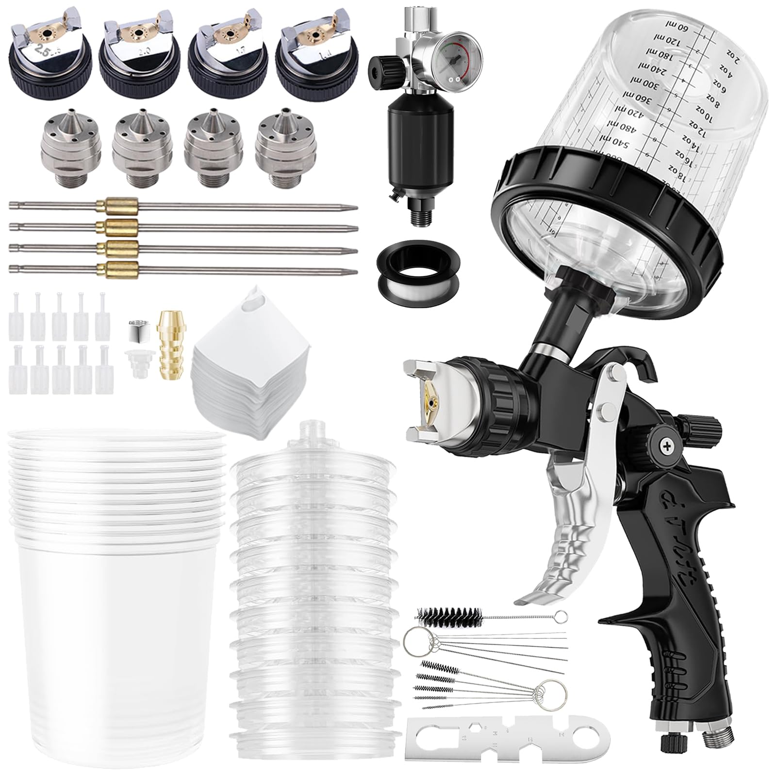 2-tlg. HVLP Lackierpistolen Set - 0,8mm & 1,4mm Düsen Für Auto & Möbel