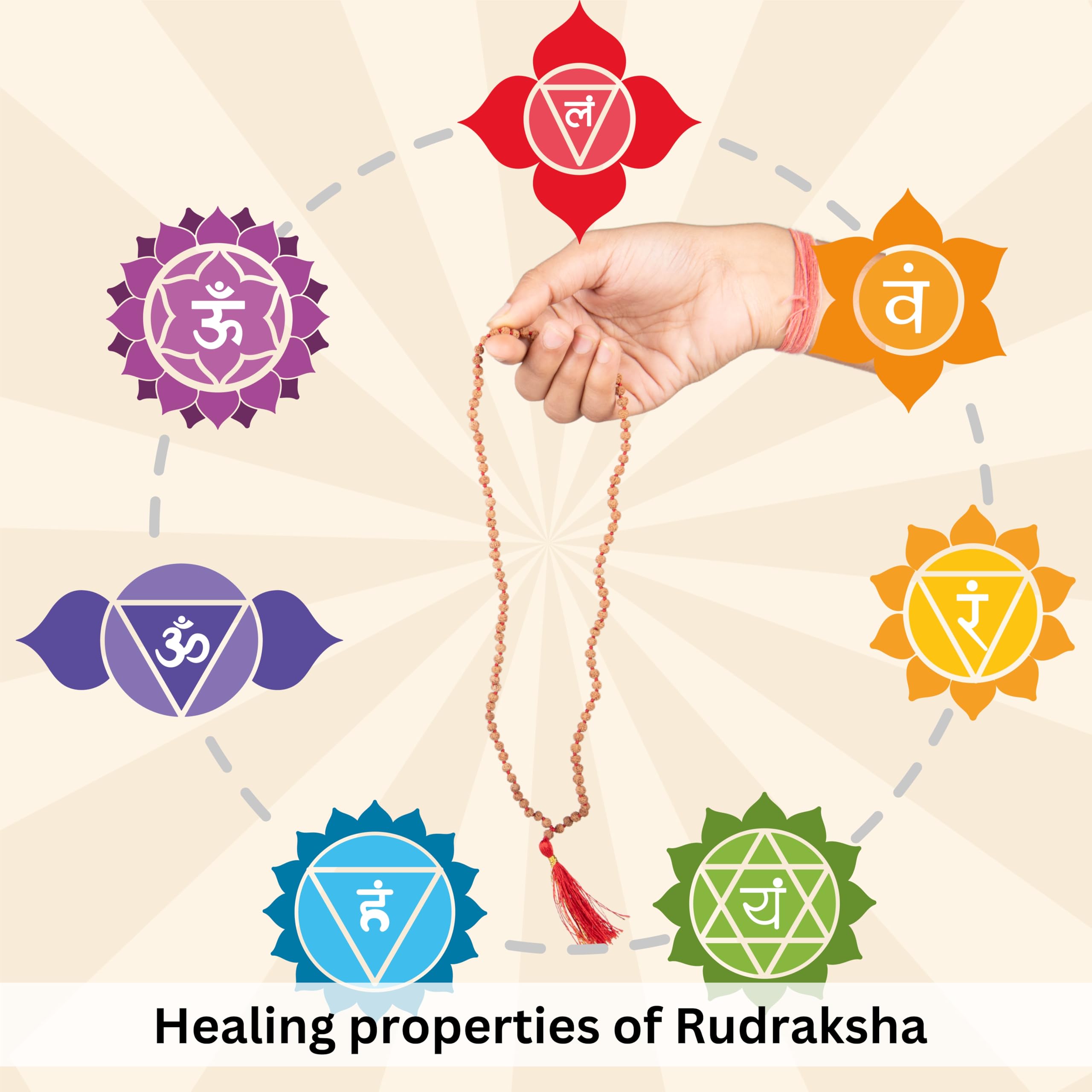 Wonder Care Autentico Rudraksh Mala con Mukhi Bead - Veri semi di Rudraksha himalayano, Ornamento religioso, Rosario Japa Mala Collana - Importato dal Nepal, Unisex