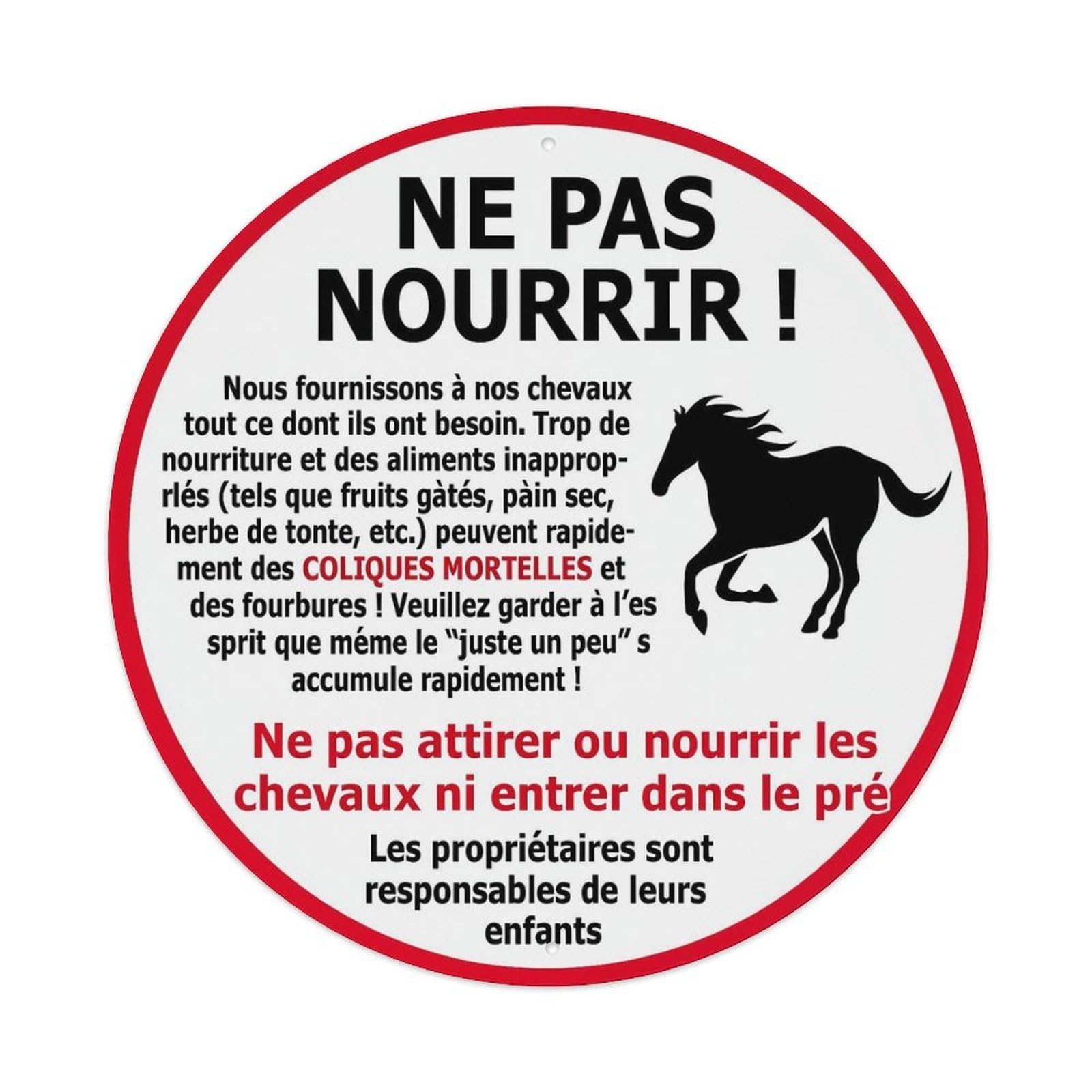 Ne Pas Nourrir Chevaux Tin Sign Metal Poster Vintage Metal Signs for Home Man Cave Bar Cafe Kitchen laundry room Wall Decorations Gift 8x8Inch