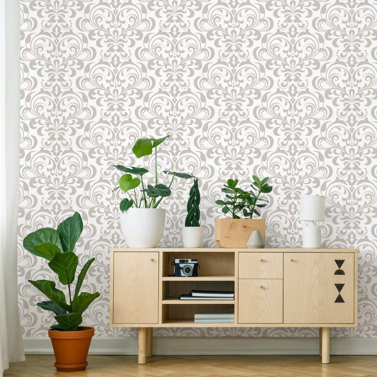 Muralo Tapeta 10 m, rolka flizeliny, kwiaty, liście, ornamenty, minimalistyczny, mozaika, tapeta z włókniny, 1000 x 53 cm, tapeta ścienna, do salonu, sypialni, nowoczesna dekoracja ścienna