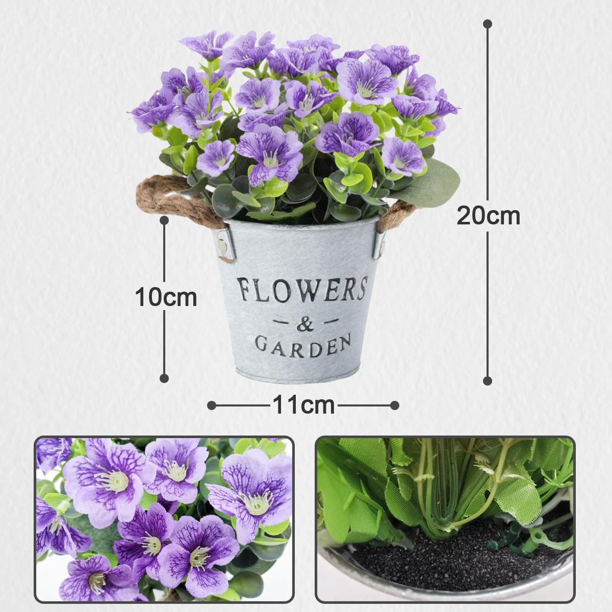 INSANYJ 4 Pièces Plantes Artificielles Interieur Exterieur, avec Pots en Céraique Blanche