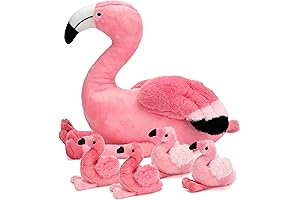 Cute and Adorable Stuffed Flamingo Plush with 4 Baby Flamingos