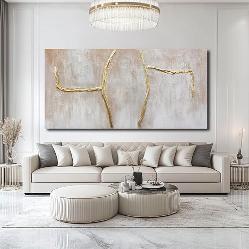 Miniatura 2 de XIANSHOU Lienzo decorativo para pared grande, ilustraciones doradas, decoración de pared rosa para sala de estar, póster abstracto para oficina, 29