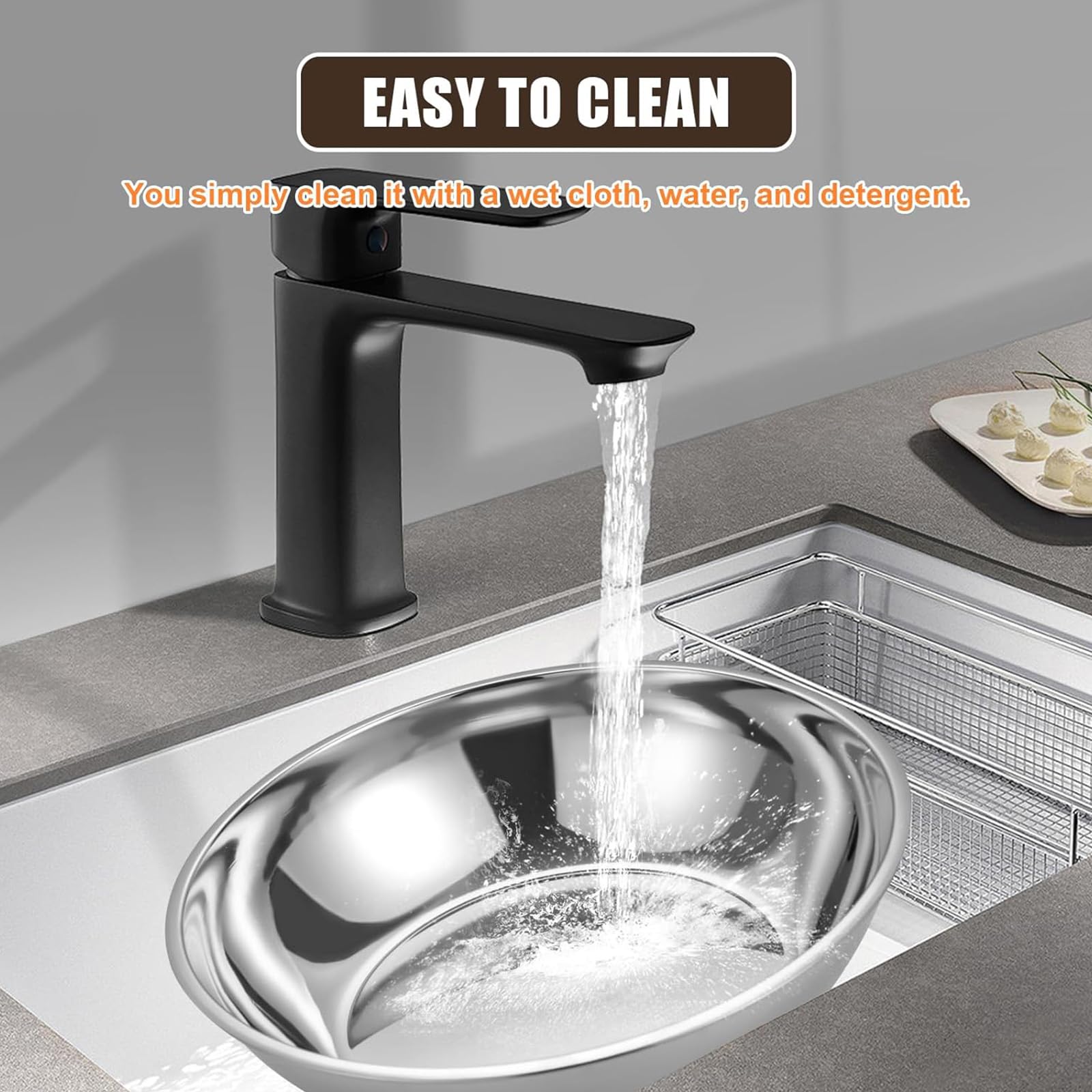 Scaldavivande rotondo in acciaio inox, con gancio, ideale per catering, buffet e feste