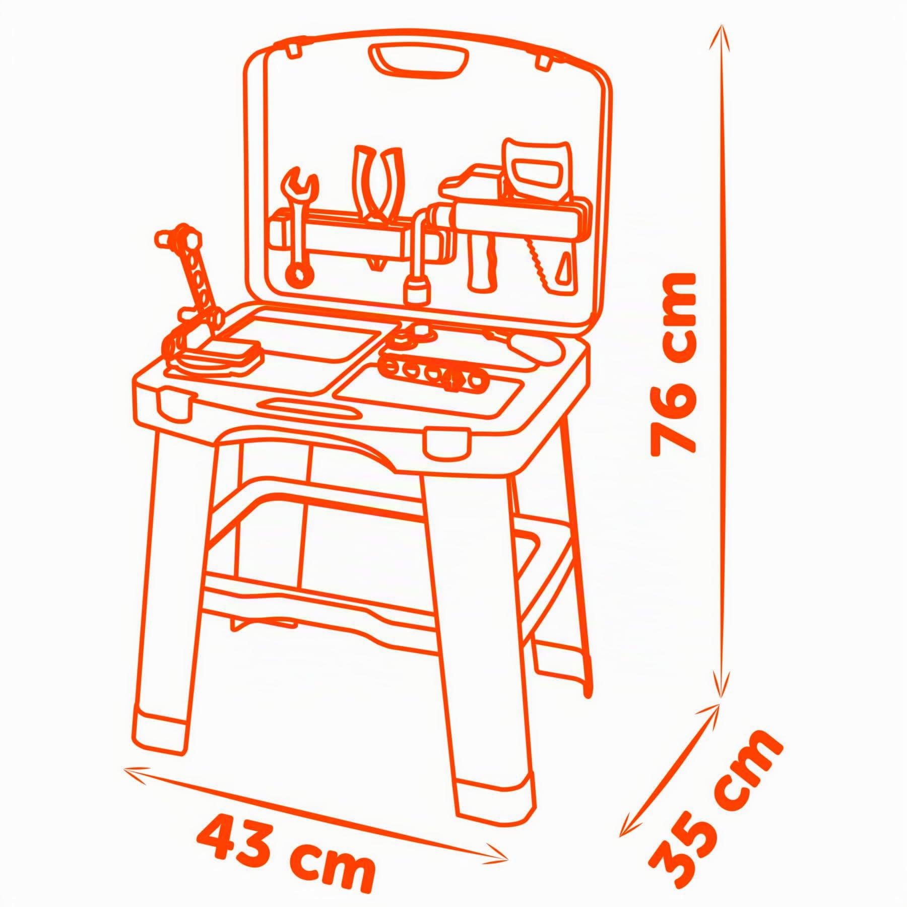 Smoby - Black+Decker - Etabli Bricolo Smart - Jouet Bricolage Enfant - 33 Accessoires et Outils - Scie, Marteau, Tournevis et Autres - A Partir de 3 Ans - Fabrication Française