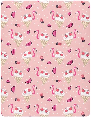 Miniatura 8 de Flamingo Ice Cream Fitted Crib Sheet for Baby Nursery Mattress Sheets Boys Girls Playard Sheets Stretchy Mini Crib 52x28in