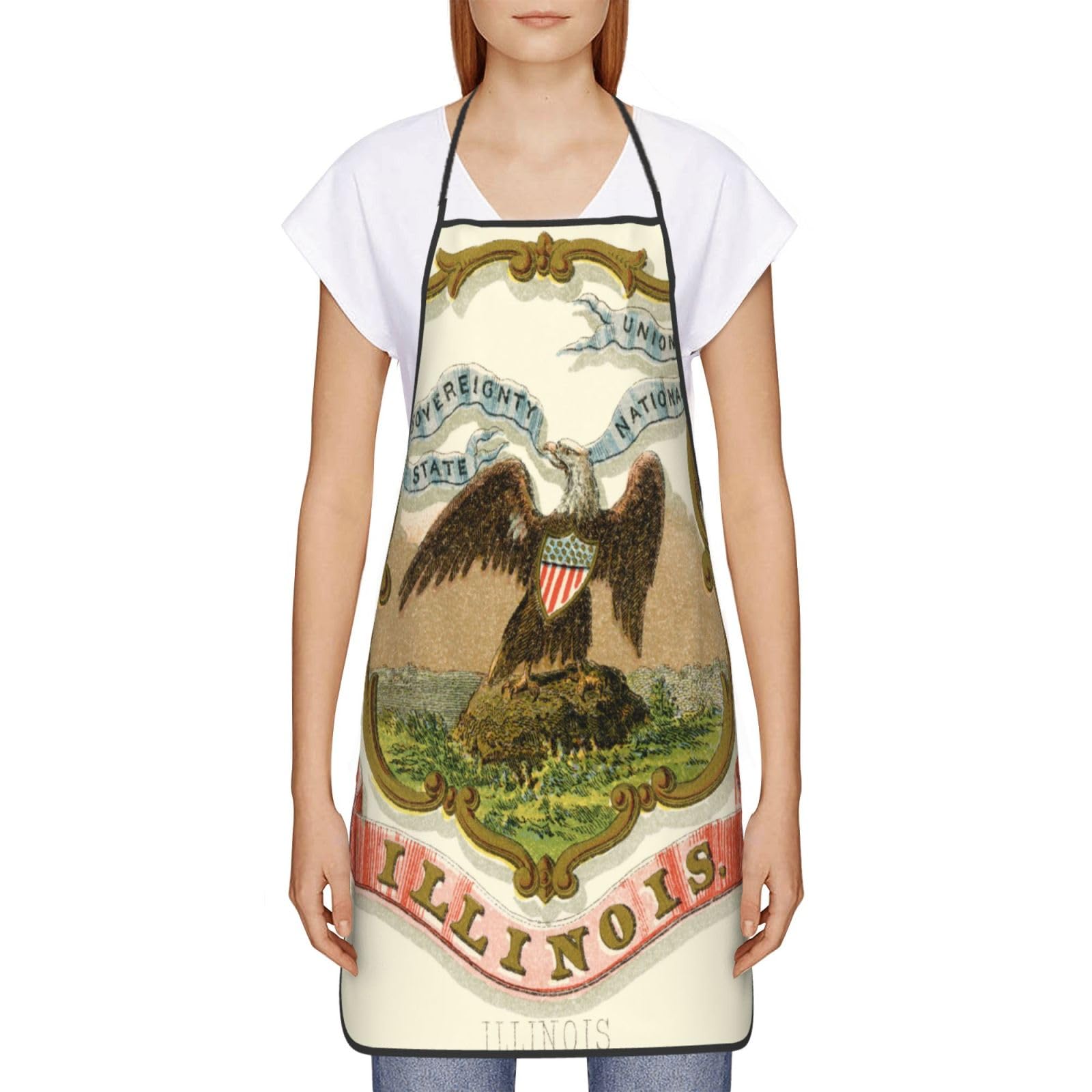 Tablier de cuisine unisexe avec emblème national de l'Illinois, doux et confortable pour homme et femme