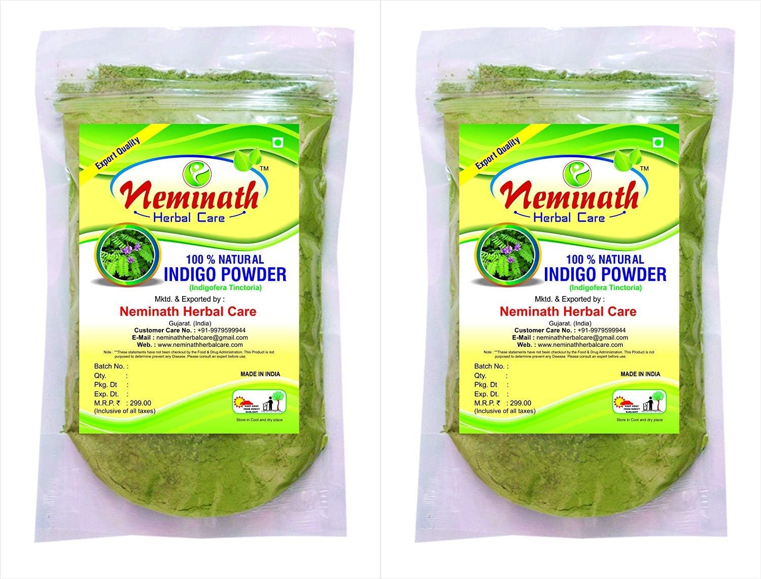 Indigo Leaves (Indigofera Tinctoria) Powder (Pack Of 2) Each 227gm (8 OZ)
