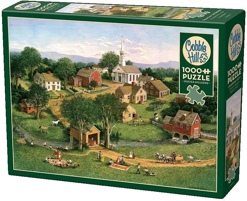 Cobble Hill 1000 Piece Puzzle - Picnic by The Bridge - Sample Poster Included