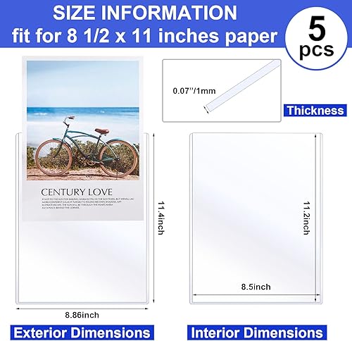 Miniatura 2 de Teling 5 protectores rígidos de impresión de 8 12 x 11 pulgadas, fundas rígidas transparentes para páginas de papel, cubierta de hoja transparente,