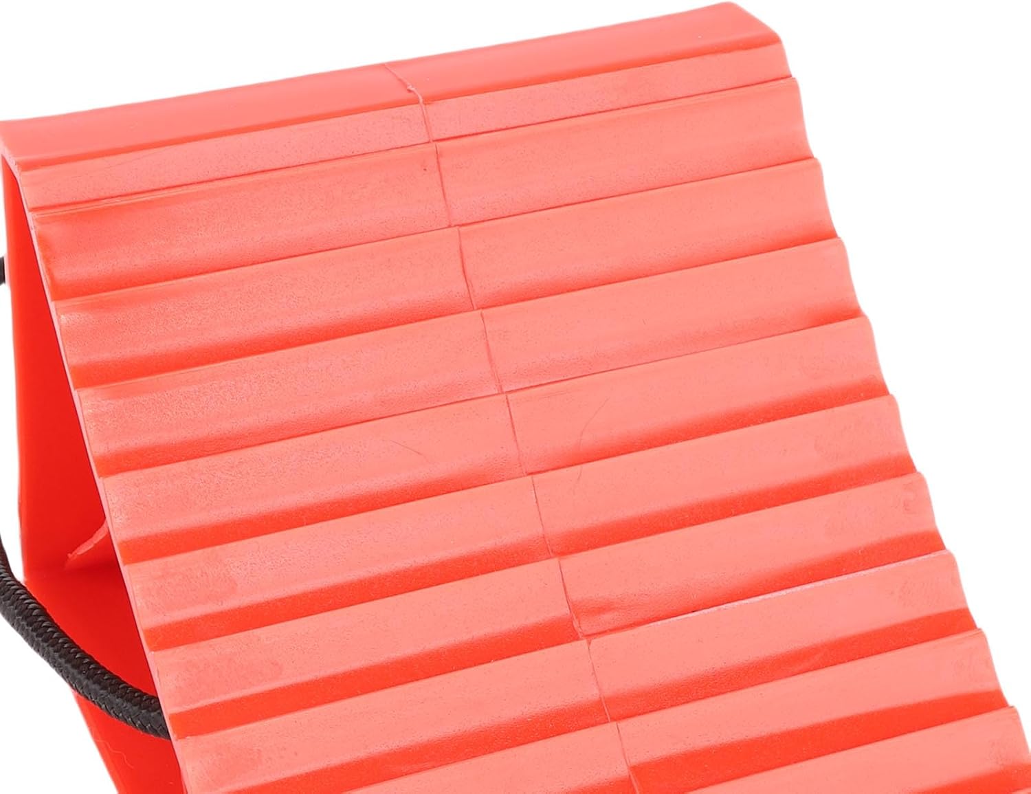 POCREATION Wheel Chocks, 4PCS Heavy Duty Hard Plastic Anti Slip Tire Blocks with Handle Rope for RV Trucks Trailers Campers, Red