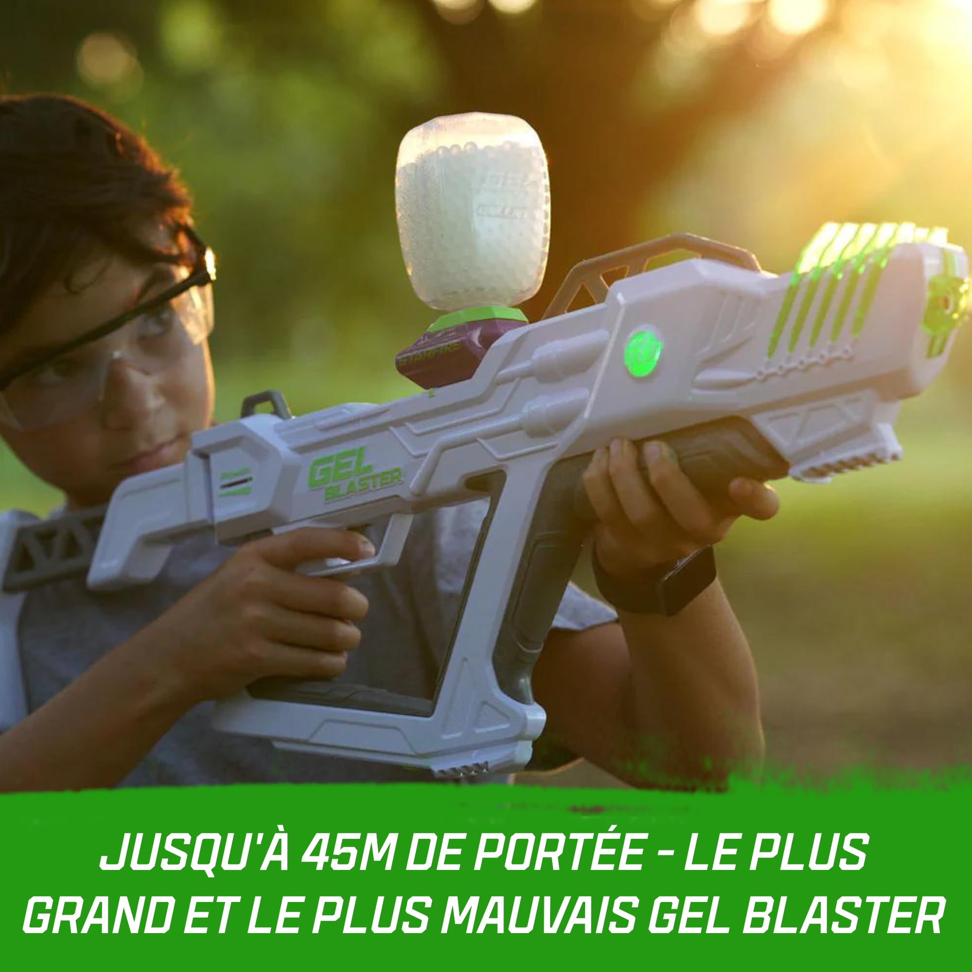 Gel Blaster Surge XL - Pistolet à Bille de Gel Électrique, 45m, 14+ | 3 modes de tir, réservoir 1.000+ gellets, batterie USB-C (4h), inclus lunettes de protection.