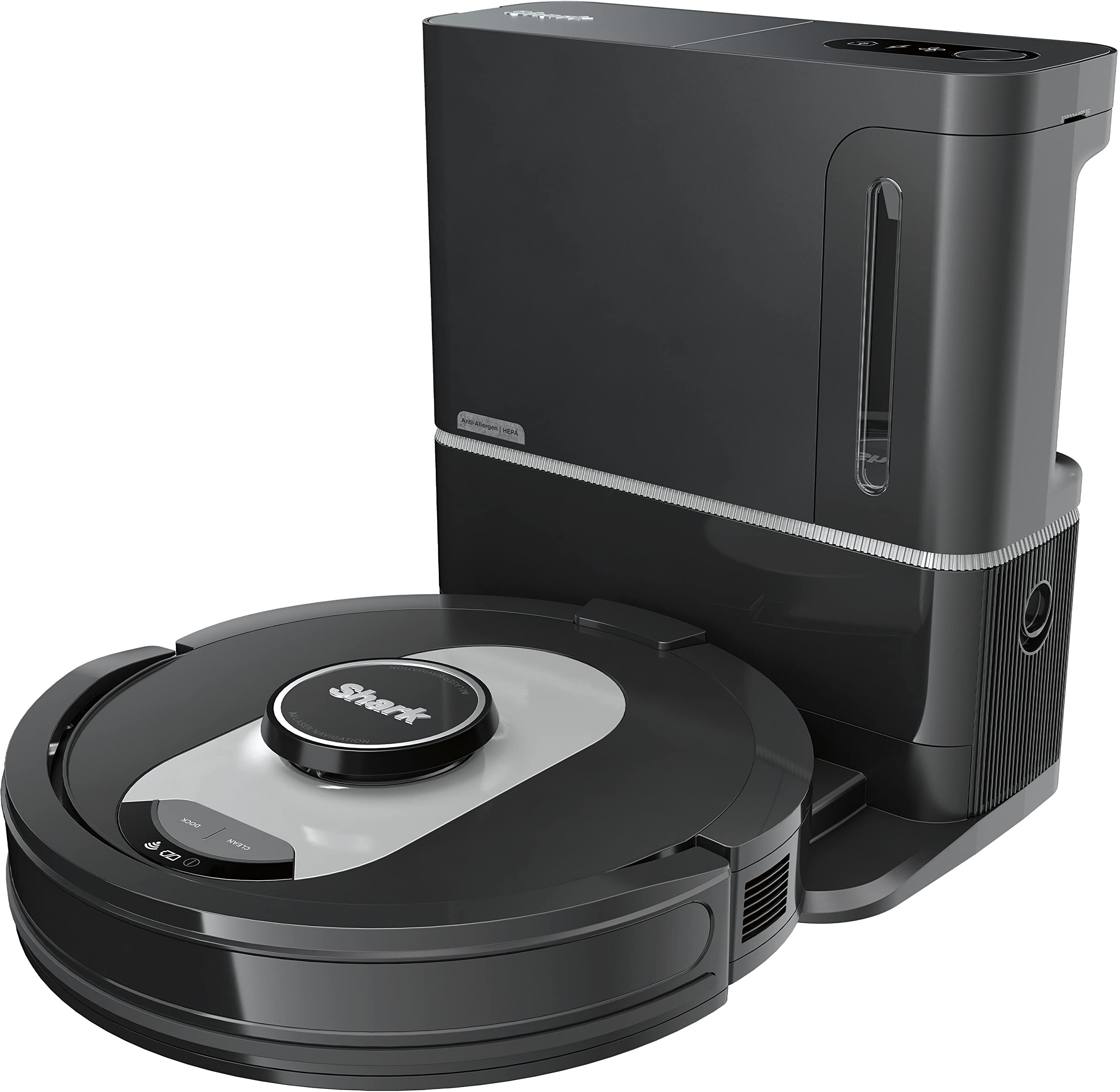 Shark AV2501AE AI Robot Vacuum with XL HEPA Self-Empty Base, Bagless, 60-Day Capacity, LIDAR Navigation, Perfect for Pet Hair, Compatible with Alexa, Wi-Fi Connected Black (Renewed)