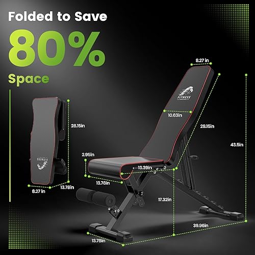 Miniatura 9 de Dskeuzeew Weight Bench with Storage Bag, 7 Backrests Adjustable Workout Bench Load 660LBS Weight Capacity, Incline Decline Flat Foldable Bench Press