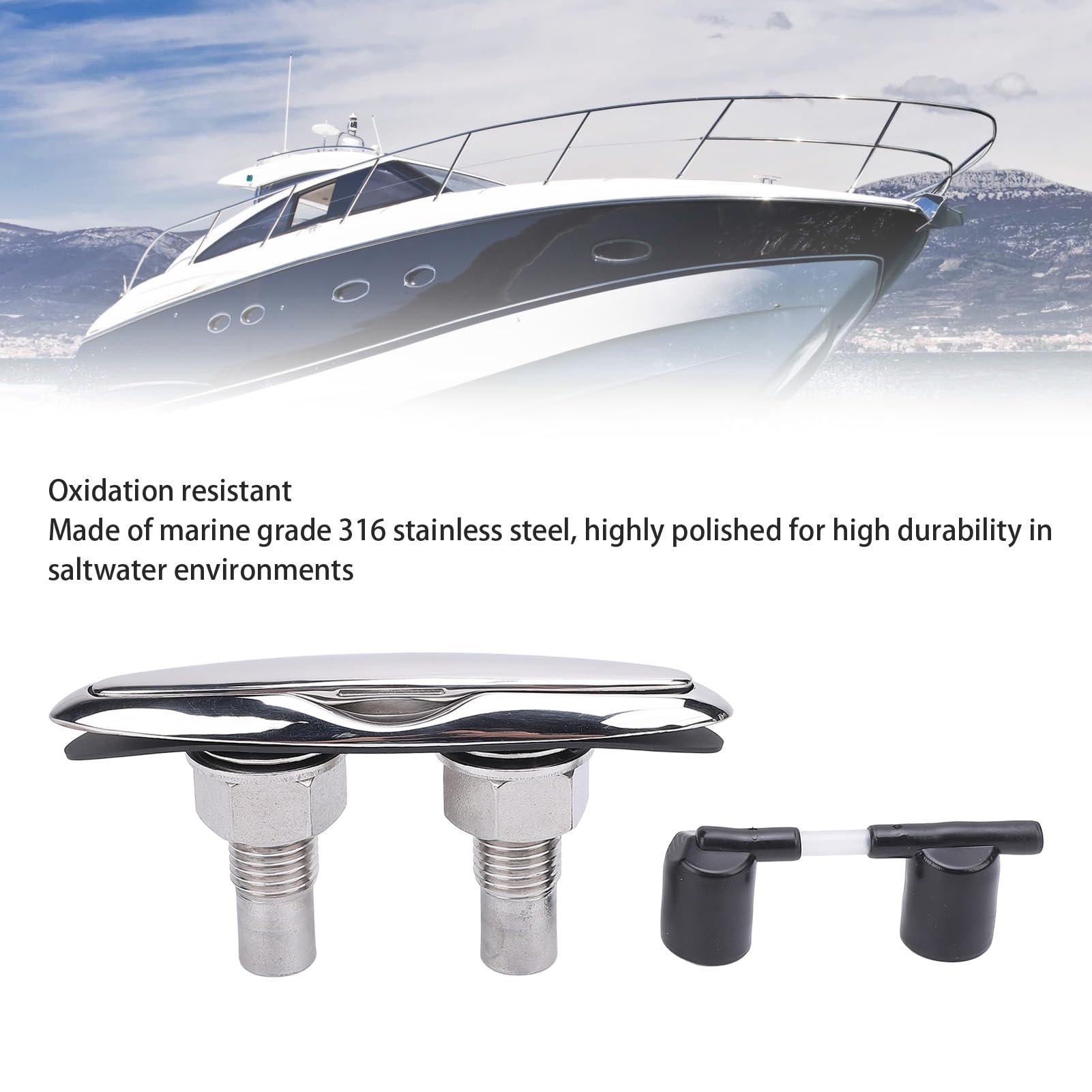 6 Inch Retractable Pull Up Cleat - Heavy Duty 316 Stainless Steel Flush Mount Dock Cleat for Marine Use, Yachts, and RVs